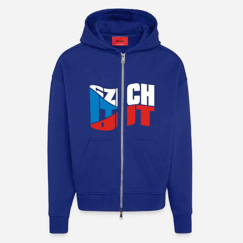 chech - Veste à capuche bio épaisse oversize fabriqué en UE - Iconic Blue