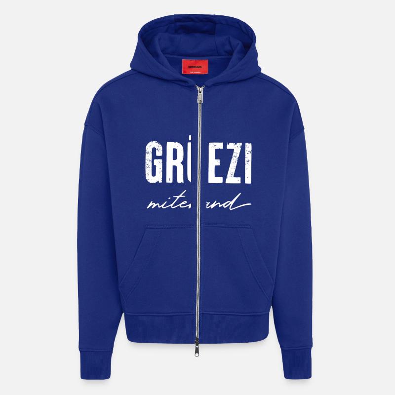 GRÜEZI mitenand - Schweizerdeutsch - Zip Hoodie - made by SPREAD - Iconic Blue