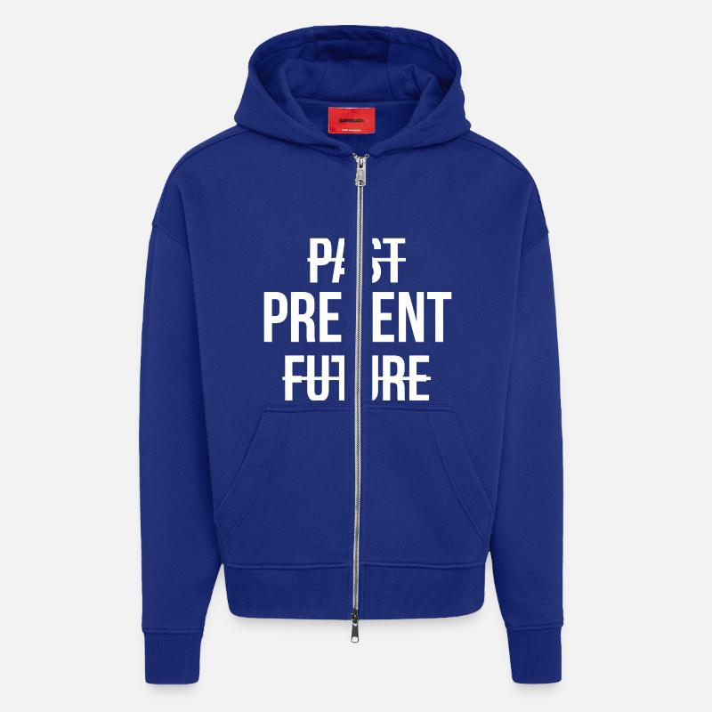 VIVRE DANS LE MOMENT PRÉSENT - Veste à capuche bio épaisse oversize fabriqué en UE - Iconic Blue