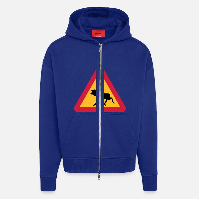 Caution Moose! - Zip Hoodie - made by SPREAD - Iconic Blue