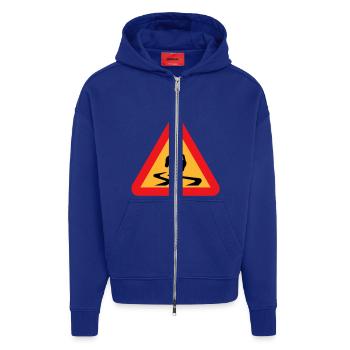 Route glissante voiture Avertissement - Veste à capuche bio épaisse oversize fabriqué en UE - Iconic Blue - Devant