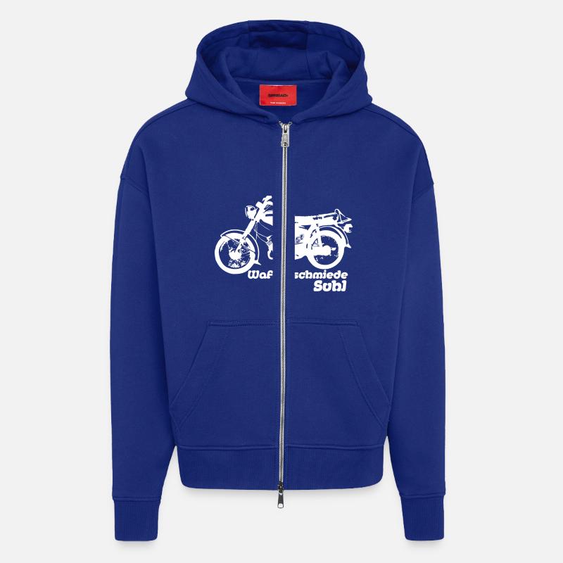 Simson S50 Waffenschmiede - Zip Hoodie - made by SPREAD - Iconic Blue