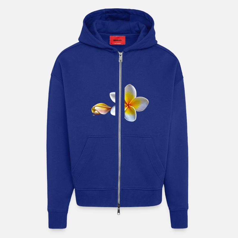 Weisse plumeria oder Frangipani Blume - Zip Hoodie - made by SPREAD - Iconic Blue