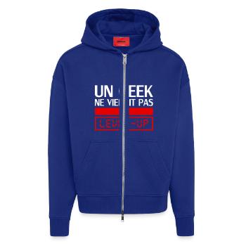 un geek ne vieillit pas il level up - Veste à capuche bio épaisse oversize fabriqué en UE - Iconic Blue - Devant