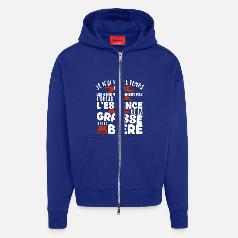 L'odeur de l'essence cadeau - Veste à capuche bio épaisse oversize fabriqué en UE - Iconic Blue