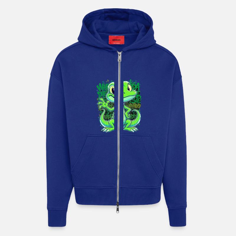 Fröhliche Echse – Witziger Comic Style - Zip Hoodie - made by SPREAD - Iconic Blue