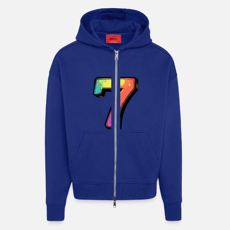 Bande dessinée à 7 chiffres - Veste à capuche bio épaisse oversize fabriqué en UE - Iconic Blue