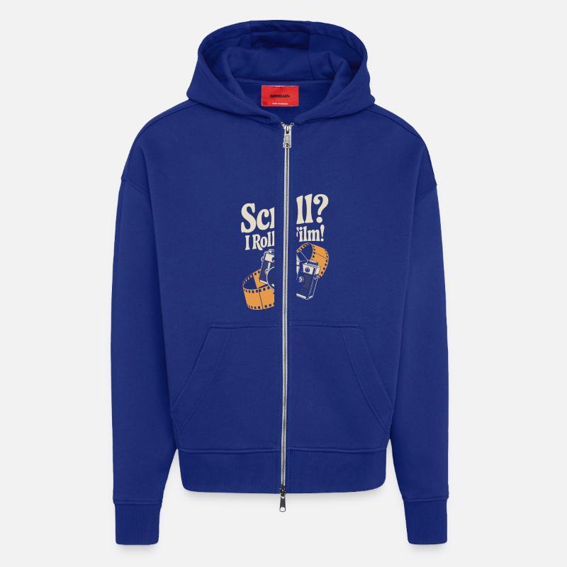 Conception drôle de caméra rétro - Veste à capuche bio épaisse oversize fabriqué en UE - Iconic Blue