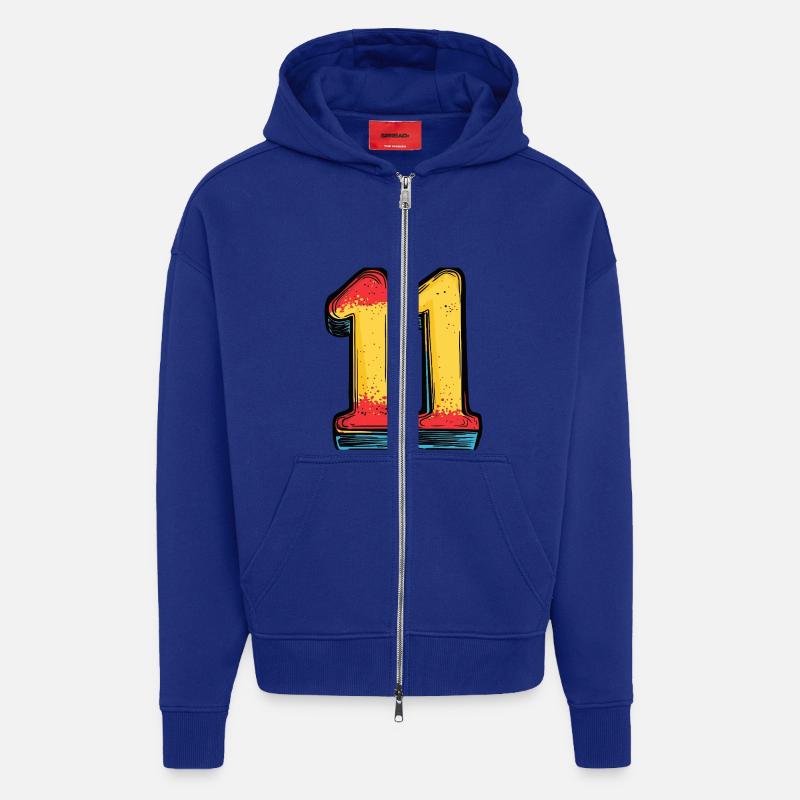Bande dessinée à 11 chiffres - Veste à capuche bio épaisse oversize fabriqué en UE - Iconic Blue
