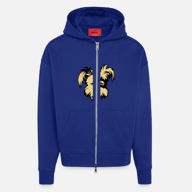 chien caniche dessin 202 - Veste à capuche bio épaisse oversize fabriqué en UE - Iconic Blue