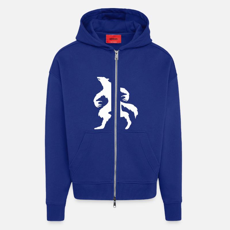 Loup-garou 1 - Veste à capuche bio épaisse oversize fabriqué en UE - Iconic Blue