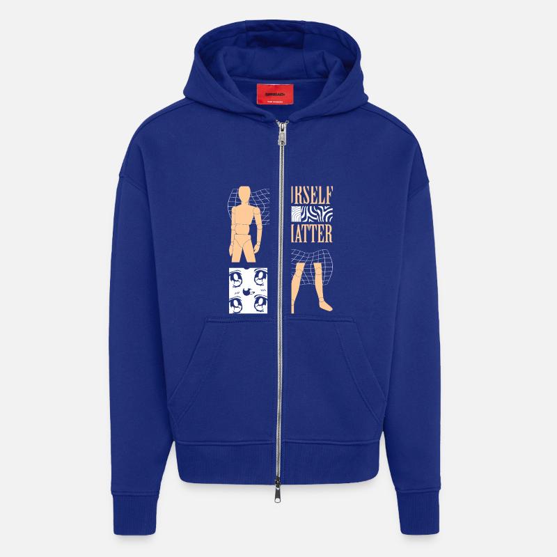 Vous-même, c’est la matière - Veste à capuche bio épaisse oversize fabriqué en UE - Iconic Blue