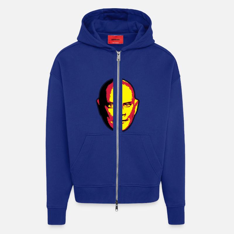 le maître du monde - Veste à capuche bio épaisse oversize fabriqué en UE - Iconic Blue