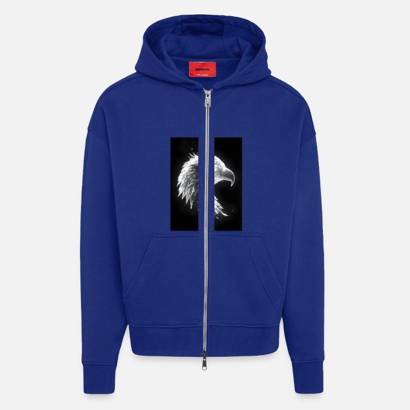 Cadeau Eagle Neon Glow - Veste à capuche bio épaisse oversize fabriqué en UE - Iconic Blue