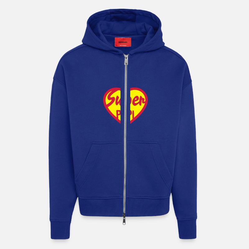 coeur heart super papi - Veste à capuche bio épaisse oversize fabriqué en UE - Iconic Blue