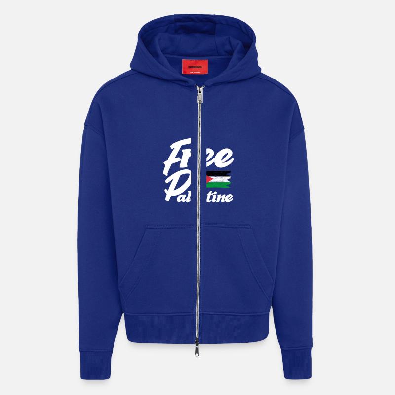 Drapeau de la Palestine - Veste à capuche bio épaisse oversize fabriqué en UE - Iconic Blue