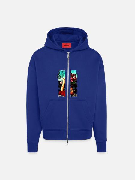 guitare hanches - Veste à capuche bio épaisse oversize fabriqué en UE - Iconic Blue