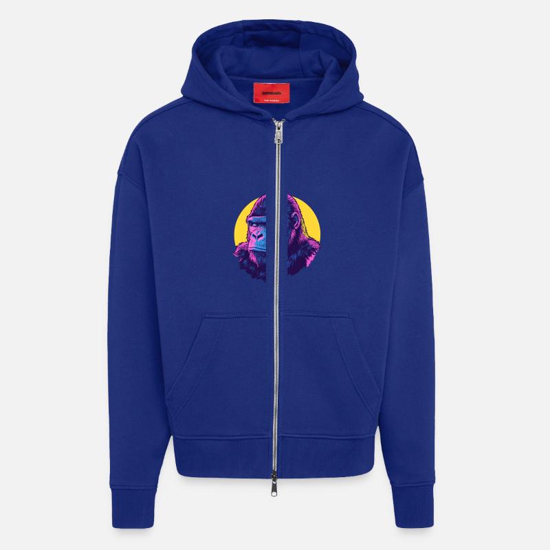 Gorilla Neon Power - Veste à capuche bio épaisse oversize fabriqué en UE - Iconic Blue
