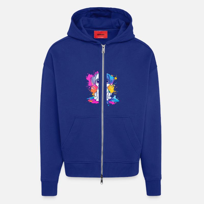 Welpe auf Farbspritzer - Zip Hoodie - made by SPREAD - Iconic Blue