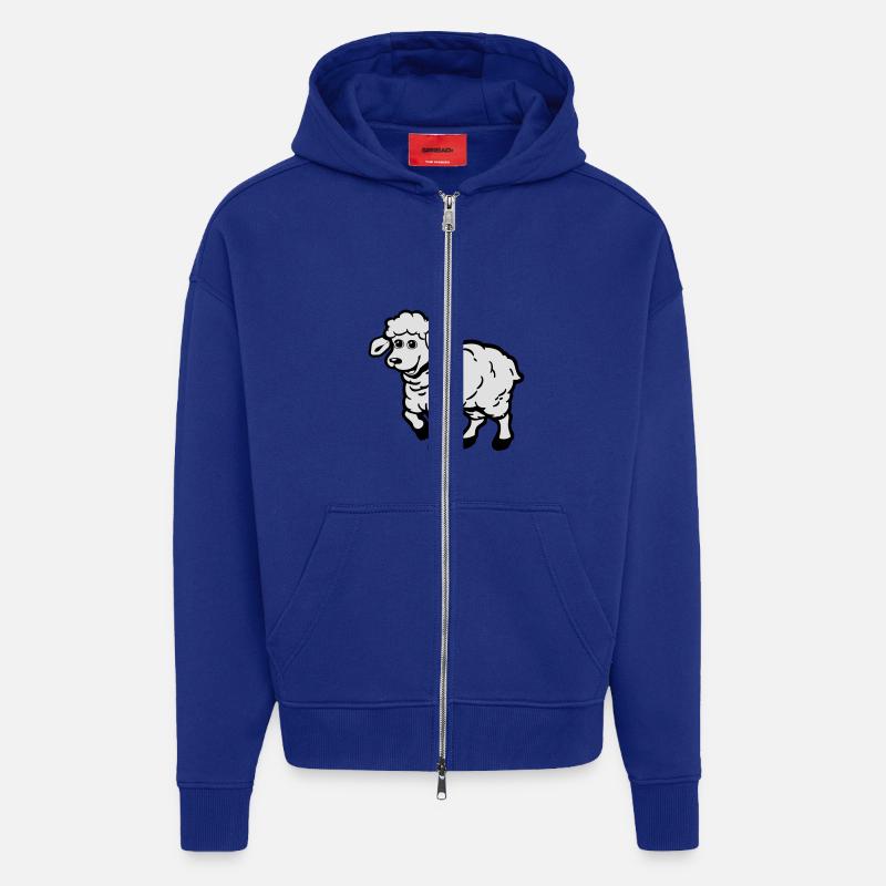 Moutons mignons - Veste à capuche bio épaisse oversize fabriqué en UE - Iconic Blue