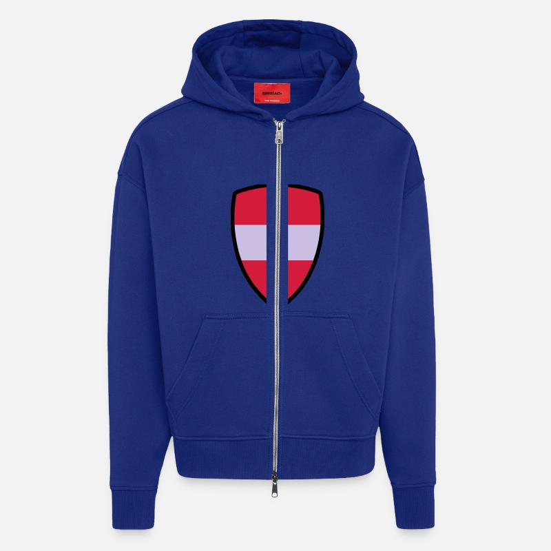 Drapeau de l'Autriche - Veste à capuche bio épaisse oversize fabriqué en UE - Iconic Blue