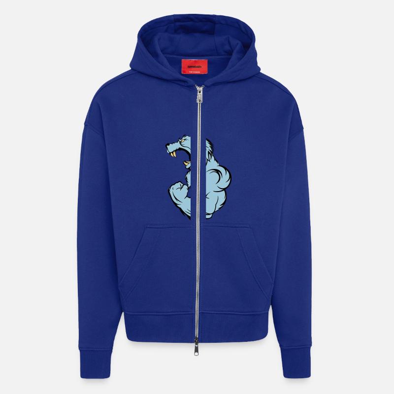 wolf_beast_2 - Veste à capuche bio épaisse oversize fabriqué en UE - Iconic Blue