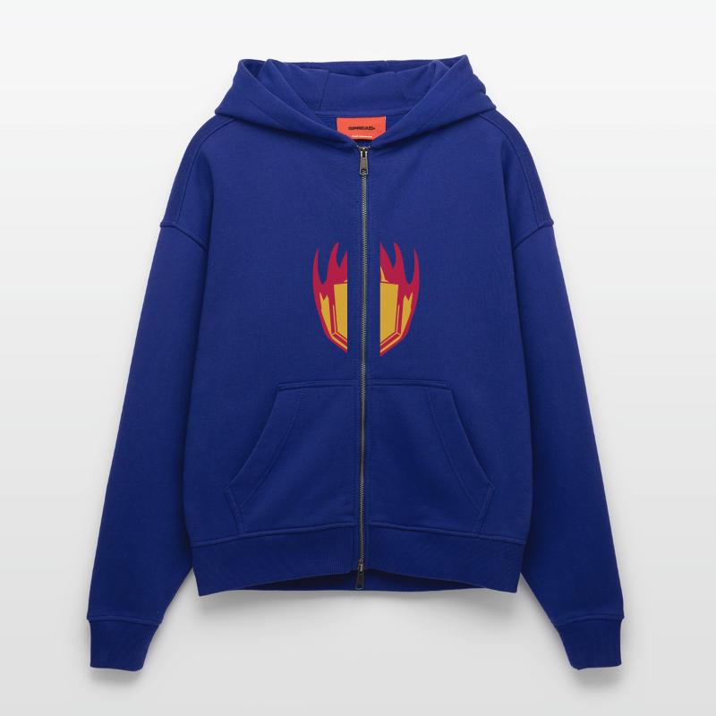 hot fire flames angular shield emblem emblem frame Zip Hoodie - made by SPREAD