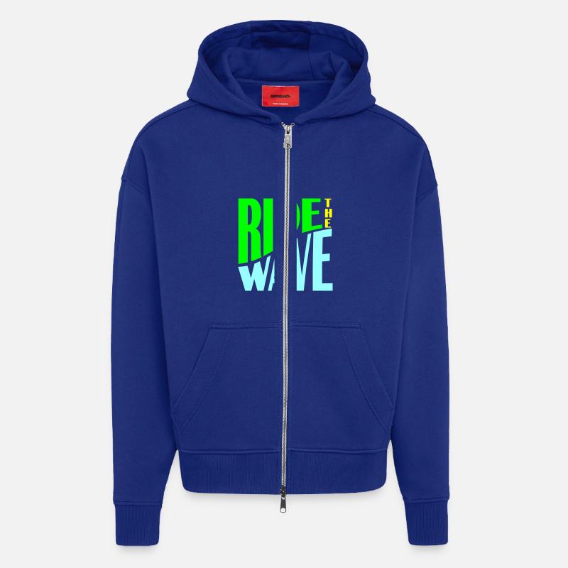 Montez sur le traceur Wave - Veste à capuche bio épaisse oversize fabriqué en UE - Iconic Blue