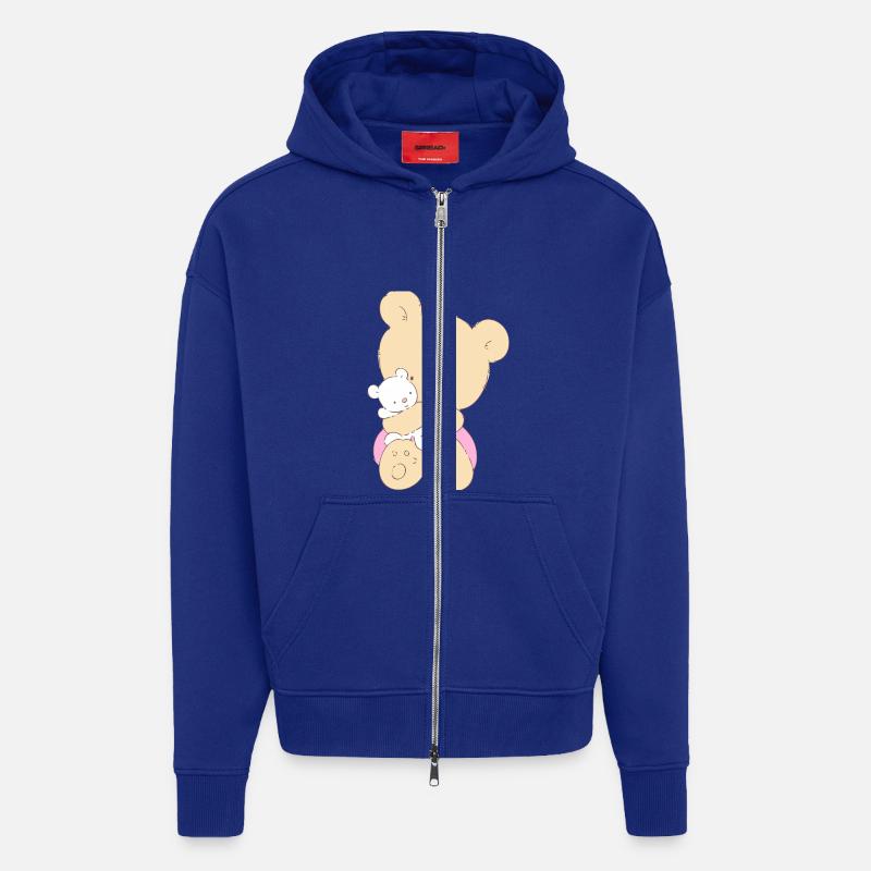 Bear hugging toy Teddy bear - Veste à capuche bio épaisse oversize fabriqué en UE - Iconic Blue