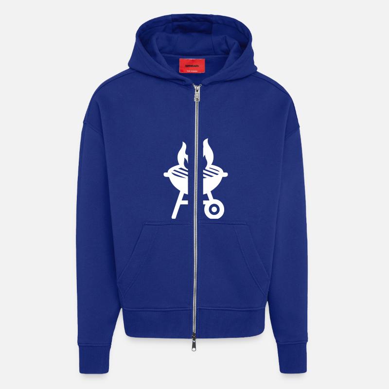 Icône du gril - Veste à capuche bio épaisse oversize fabriqué en UE - Iconic Blue