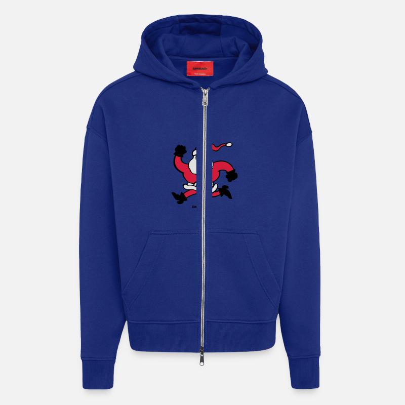 Exécution de Père Noël - Veste à capuche bio épaisse oversize fabriqué en UE - Iconic Blue