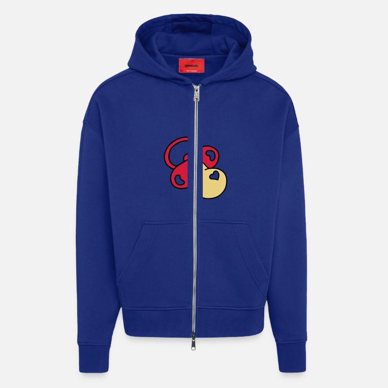 tetine coeur - Veste à capuche bio épaisse oversize fabriqué en UE - Iconic Blue