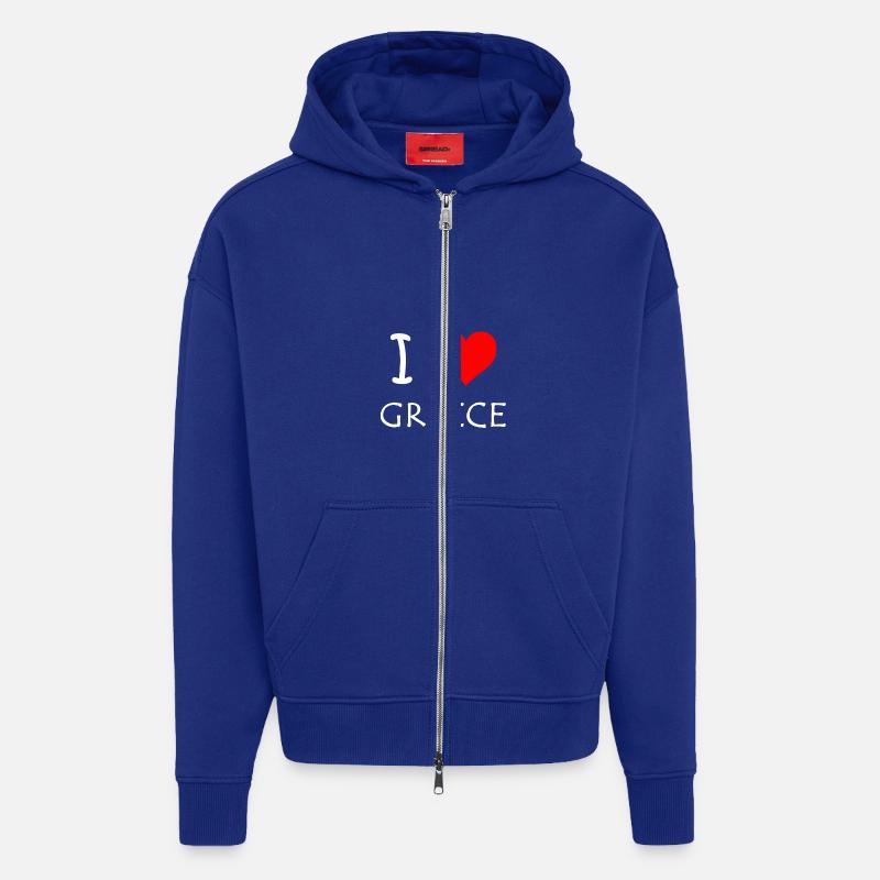 I Love Greece - Veste à capuche bio épaisse oversize fabriqué en UE - Iconic Blue