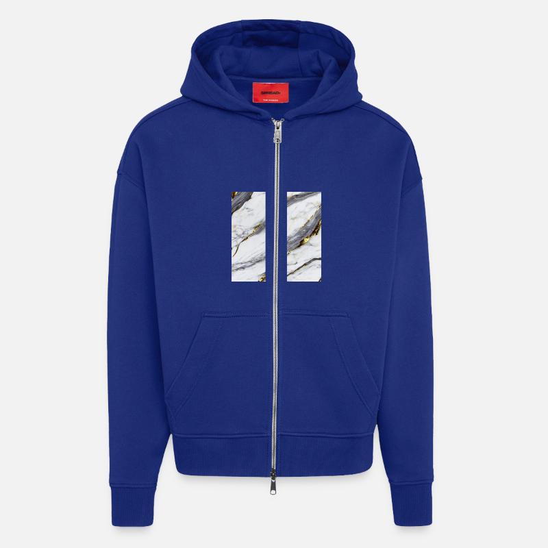 Marble White Gold Structure - Zip Hoodie - made by SPREAD - Iconic Blue