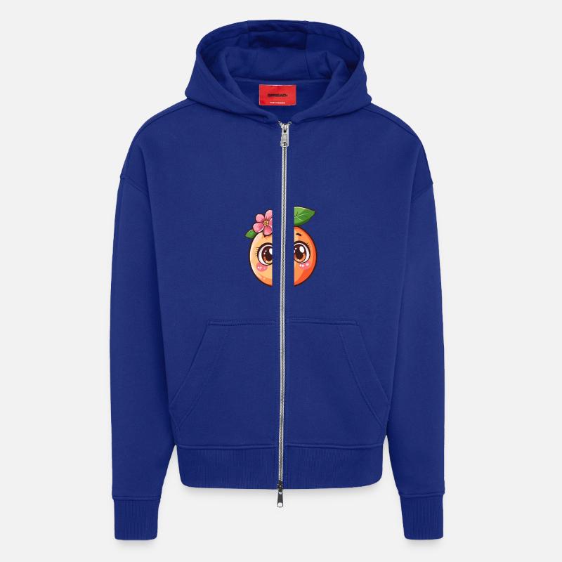 Pêche avec fleur - Veste à capuche bio épaisse oversize fabriqué en UE - Iconic Blue