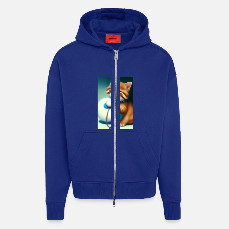 Petit bébé chat mignon - Veste à capuche bio épaisse oversize fabriqué en UE - Iconic Blue