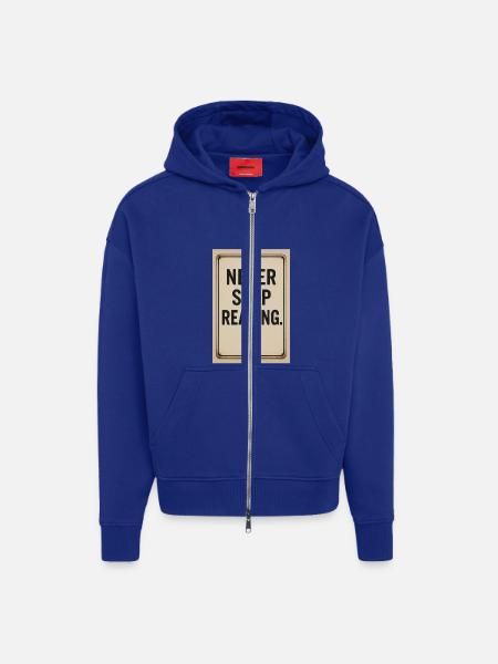 Never stop reading - Zip Hoodie - made by SPREAD - Iconic Blue