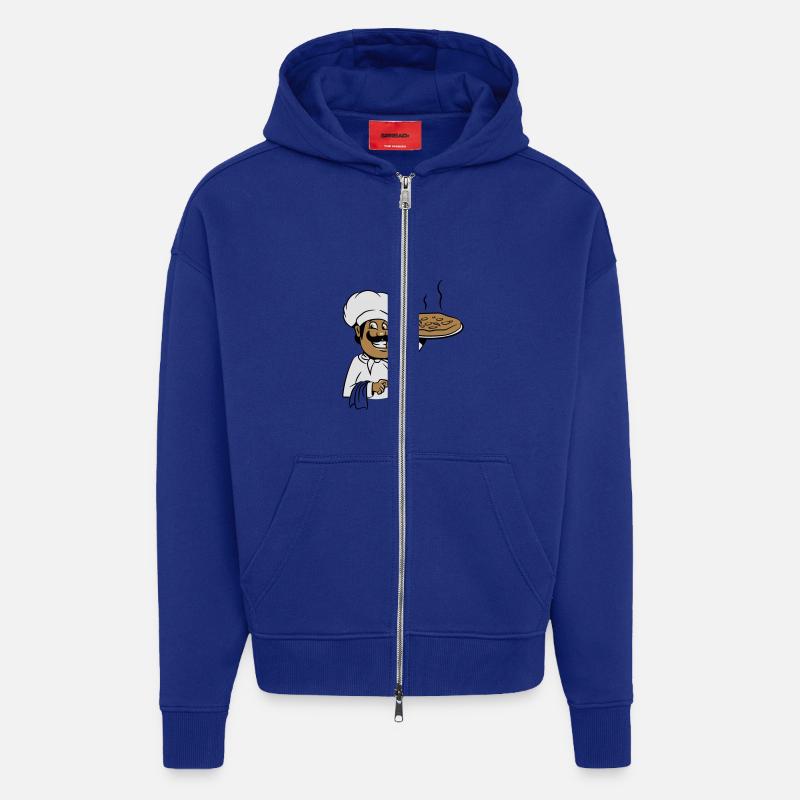 cuire la pizza de cuisson - Veste à capuche bio épaisse oversize fabriqué en UE - Iconic Blue