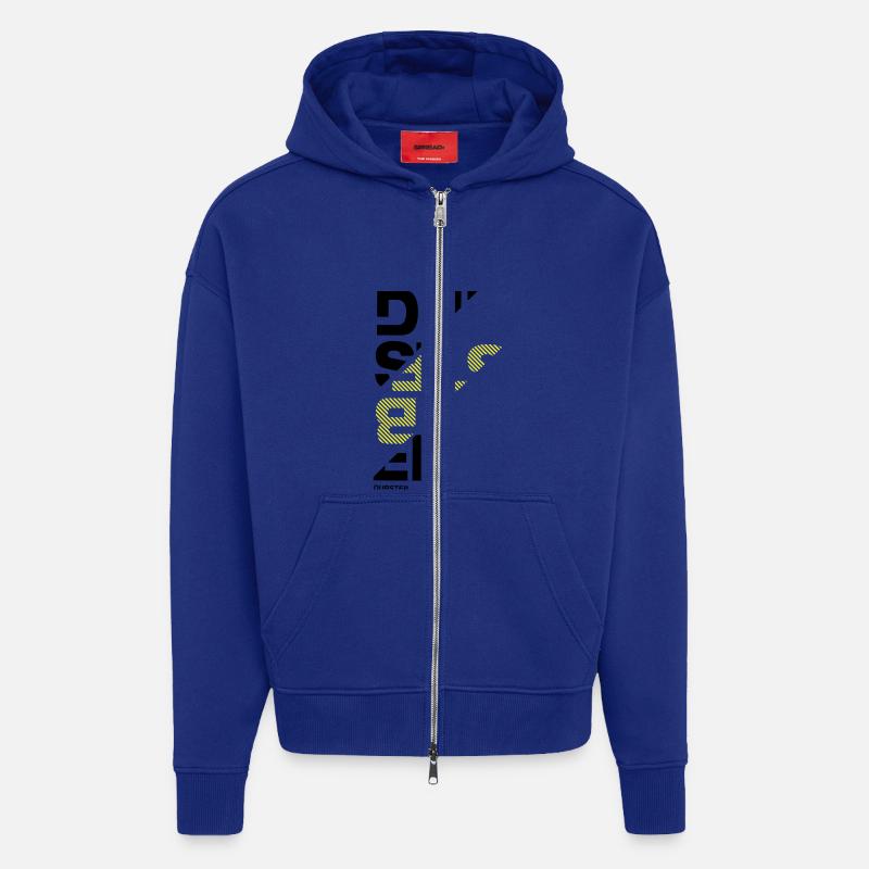 Dubstep tranches - Veste à capuche bio épaisse oversize fabriqué en UE - Iconic Blue