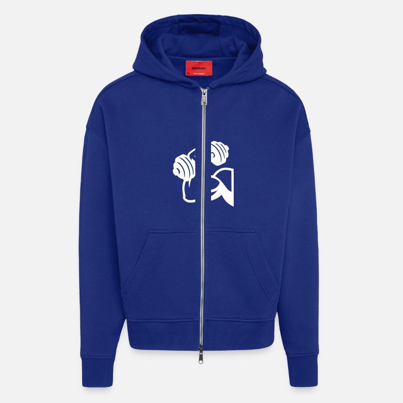 Muscles du biceps Haltère - Veste à capuche bio épaisse oversize fabriqué en UE - Iconic Blue