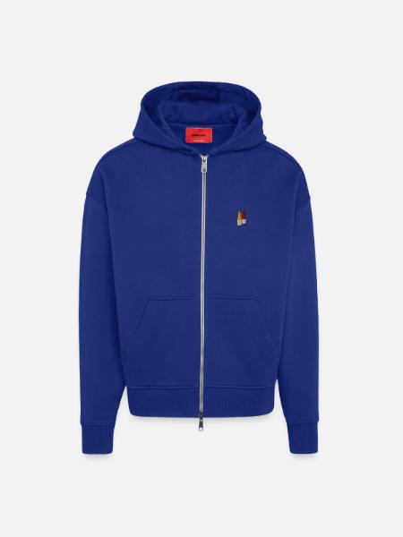 Ketchup and mustard embroidered - Zip Hoodie - made by SPREAD - Iconic Blue