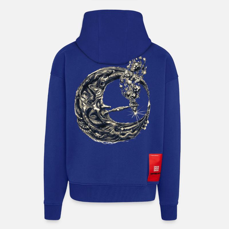 Lune avec sifflet - Veste à capuche bio épaisse oversize fabriqué en UE - Iconic Blue