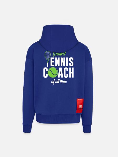 Largest tennis coach ever - Zip Hoodie - made by SPREAD - Iconic Blue