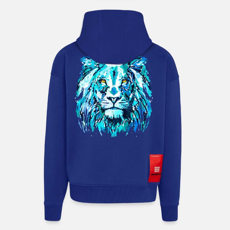 Blauer Löwenkopf - Sternzeichen Löwe - Zip Hoodie - made by SPREAD - Iconic Blue