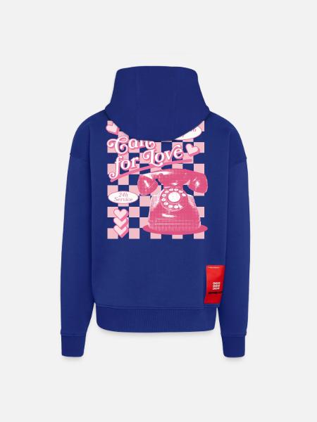 Appel à l’amour hotline esthétique - Veste à capuche bio épaisse oversize fabriqué en UE - Iconic Blue