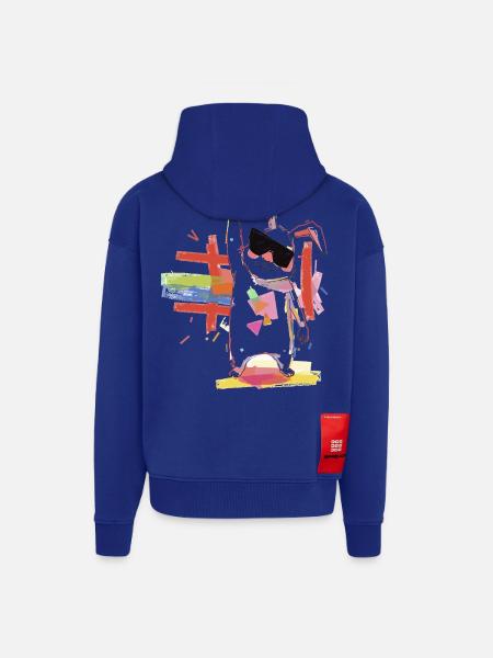 Regenbogenroboter Partystar - Zip Hoodie - made by SPREAD - Iconic Blue