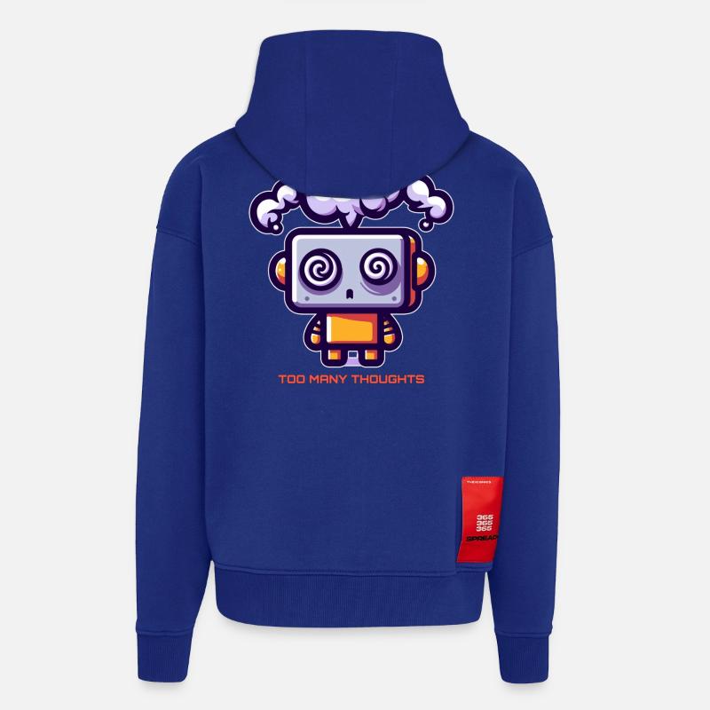 Trop de pensées, robot - Veste à capuche bio épaisse oversize fabriqué en UE - Iconic Blue