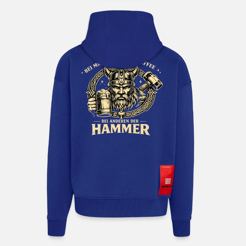 Kaffee hilft? Sonst der Hammer | Wikinger - Zip Hoodie - made by SPREAD - Iconic Blue