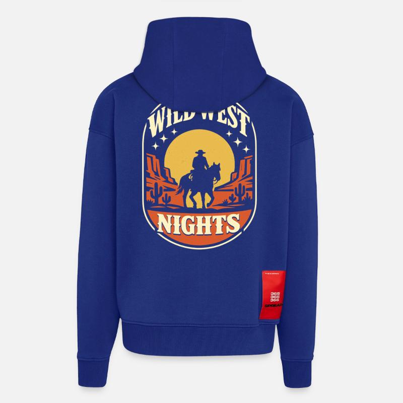 Nuits du Far West - Veste à capuche bio épaisse oversize fabriqué en UE - Iconic Blue