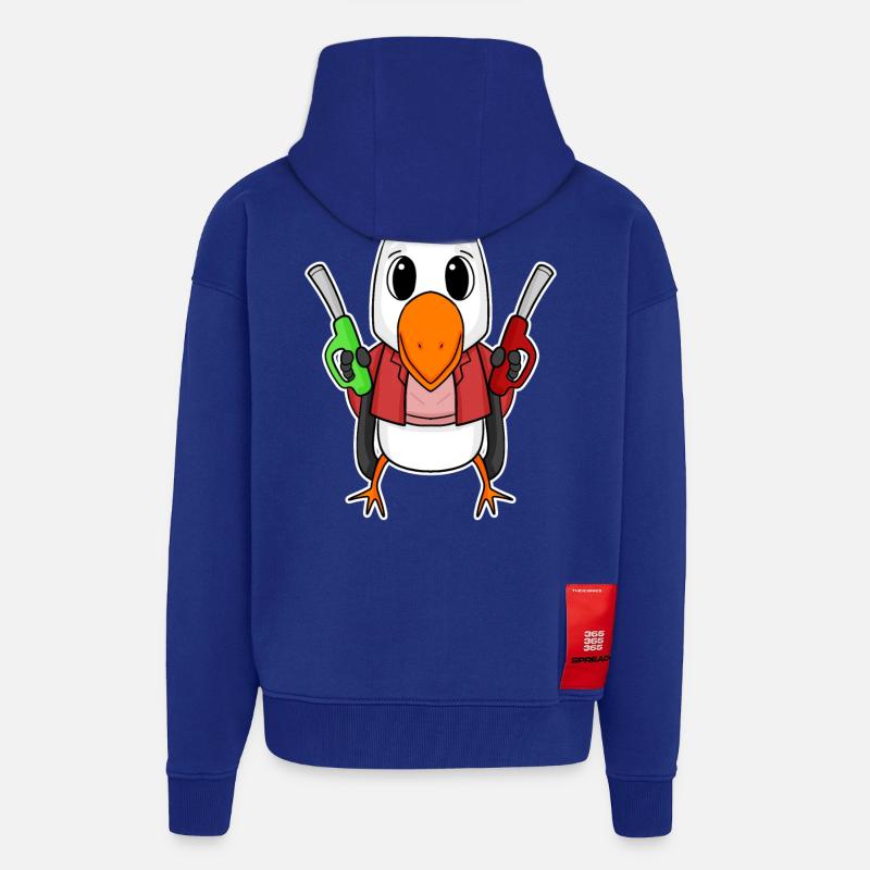 Préposé à la station-service Möwe - Veste à capuche bio épaisse oversize fabriqué en UE - Iconic Blue